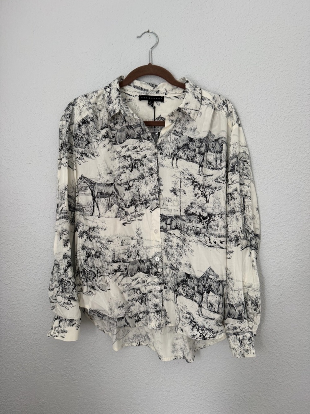 Jane + Delancey Horse Print Equestrian Button Up Blouse | New with Tag | Small